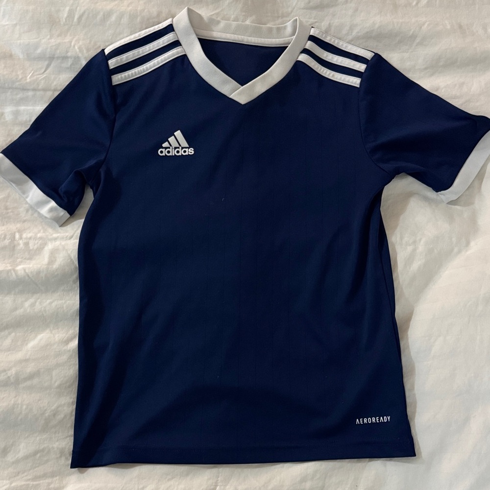 $5- Adidas Kids Dark Blue and White Jersey